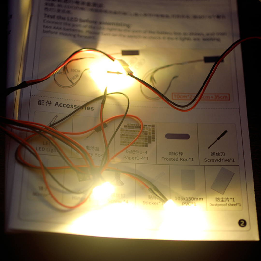 Oświetlenie LED na baterie – Księgarnia u Sowy, miniaturowy domek DIY