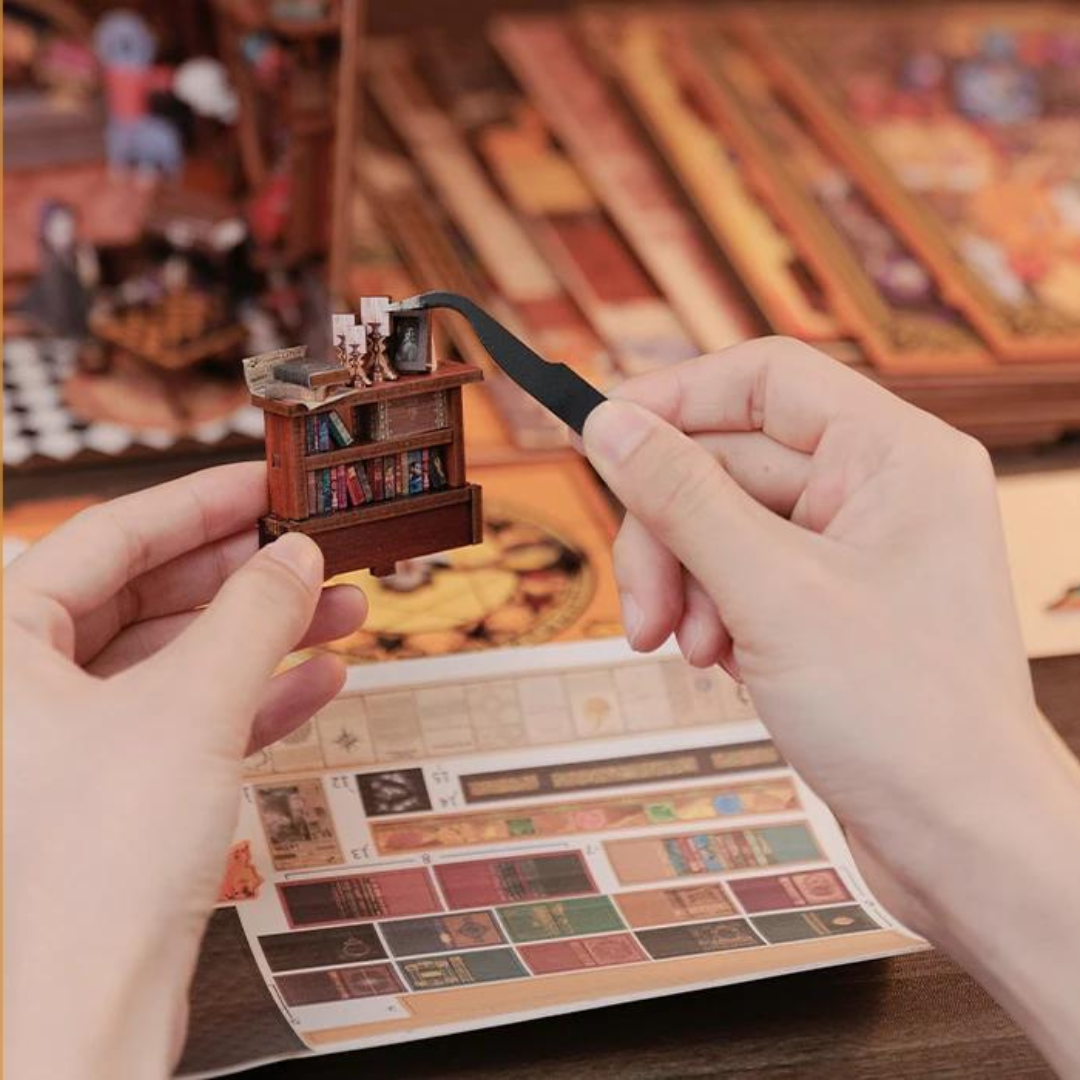 Instrukcja obrazkowa krok po kroku – miniaturowy domek DIY, 3D puzzle