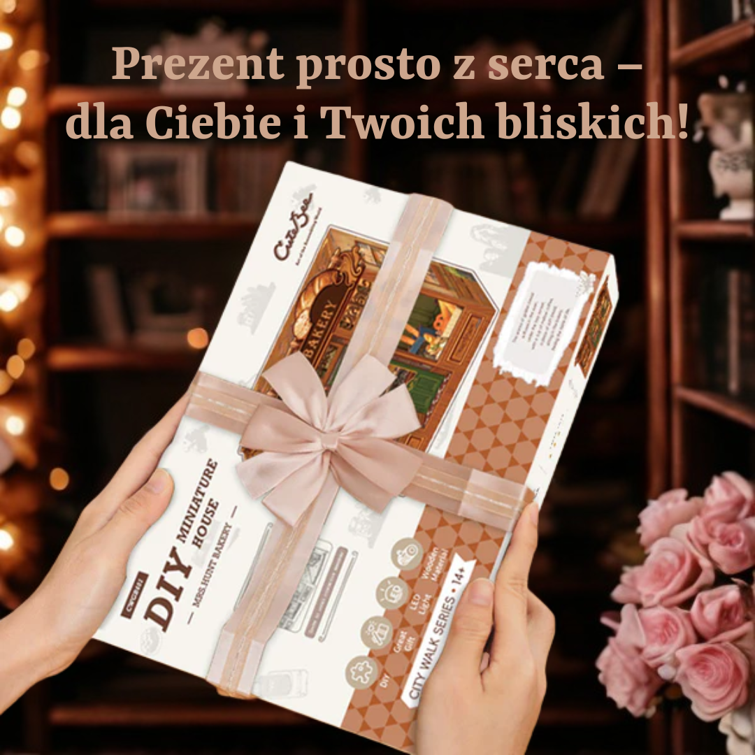 Piekarnia Pani Hunt — idealny prezent, book nook kit / DIY kit (piekarnia, LED)