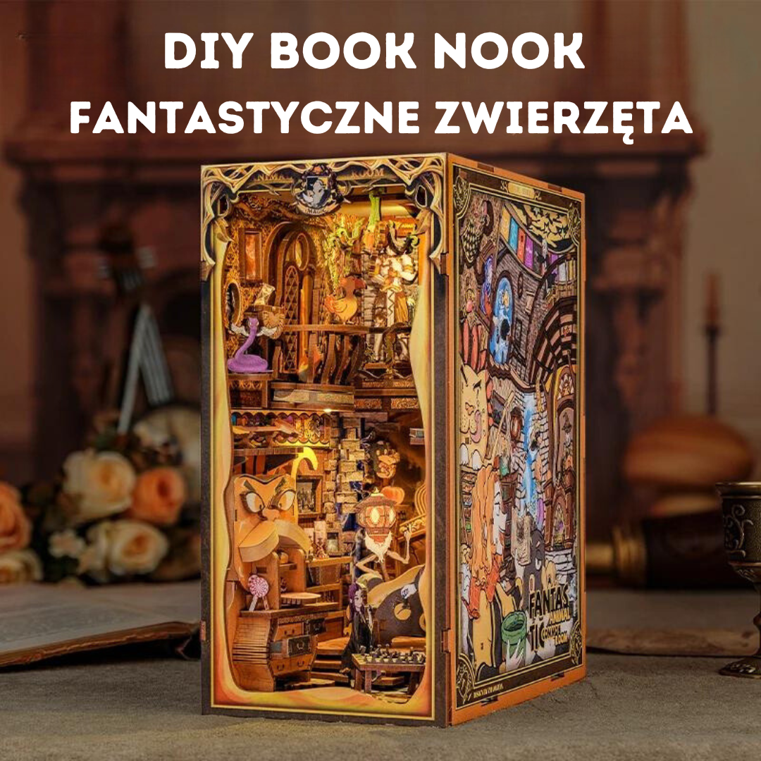 Book Nook Fantastyczne Zwierzęta – miniaturowy domek DIY, puzzle 3D do samodzielnego złożenia