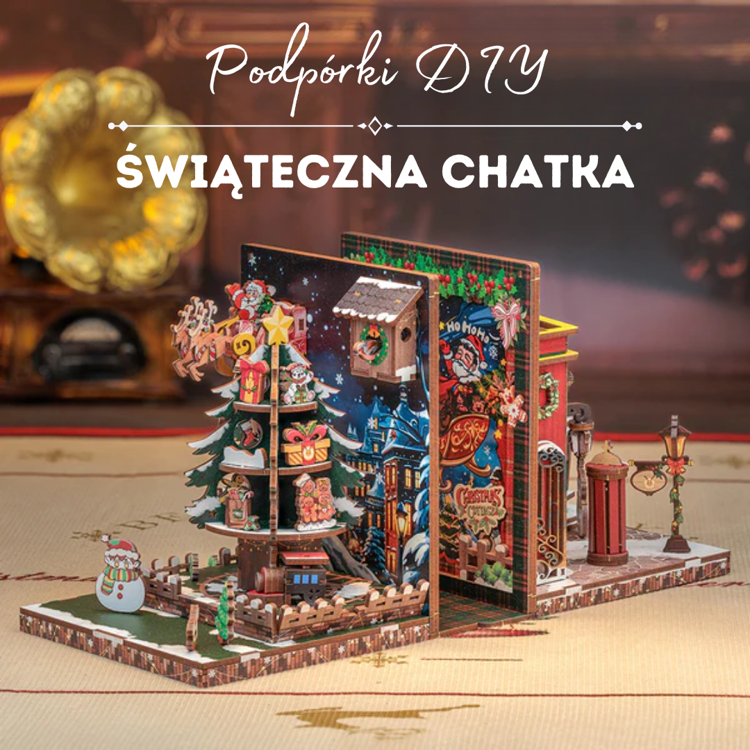 Podpórki do książek DIY — Świąteczna Chatka, komplet zestawu