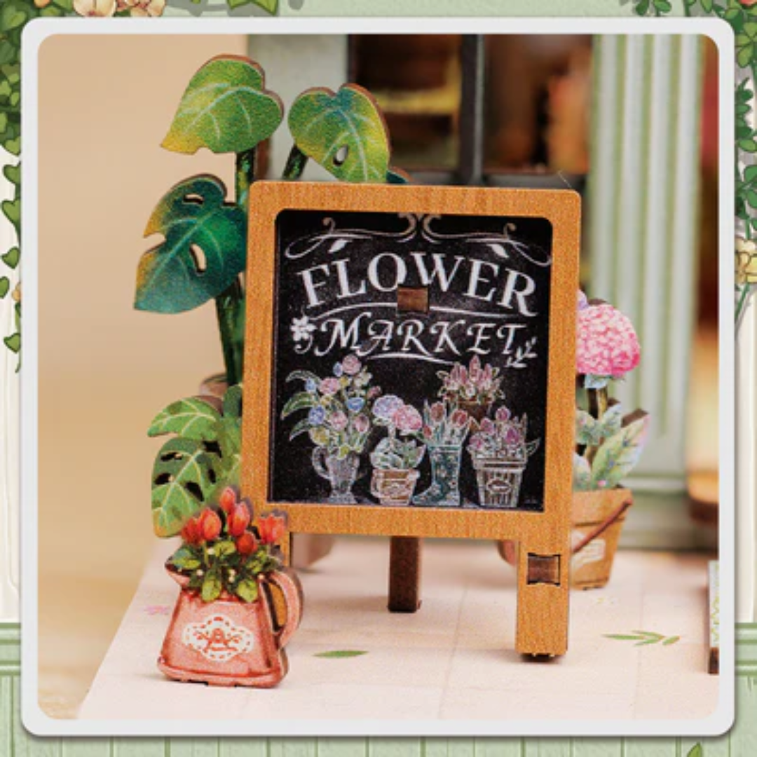 Fasada Book Nooka — drzwi osłony przeciwkurzowej Kwiaciarnia Champs-Elysees (DIY mini domek)