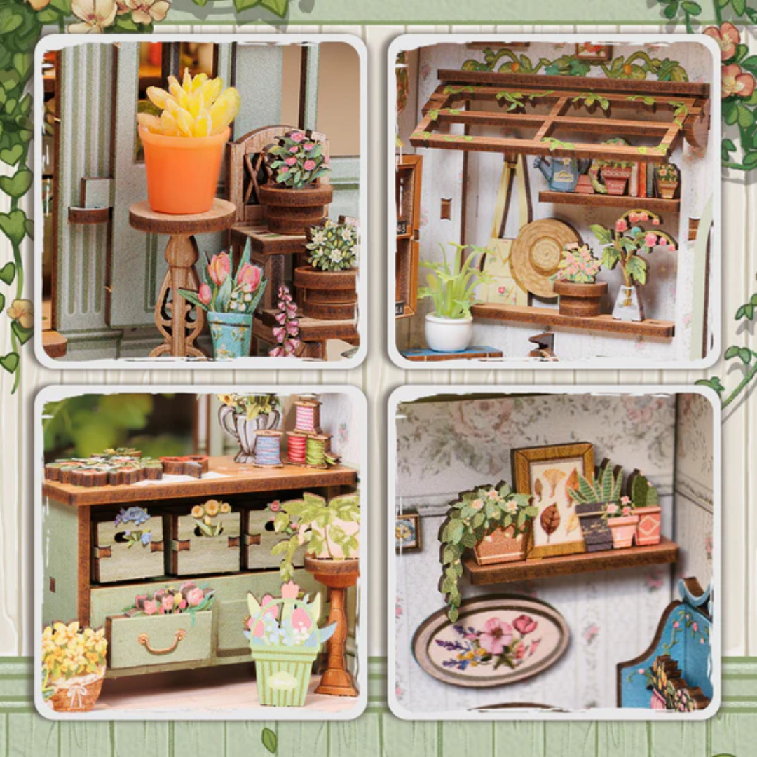 Aranżacja Book Nook na półce z książkami — Kwiaciarnia Champs-Elysees (nook kit)