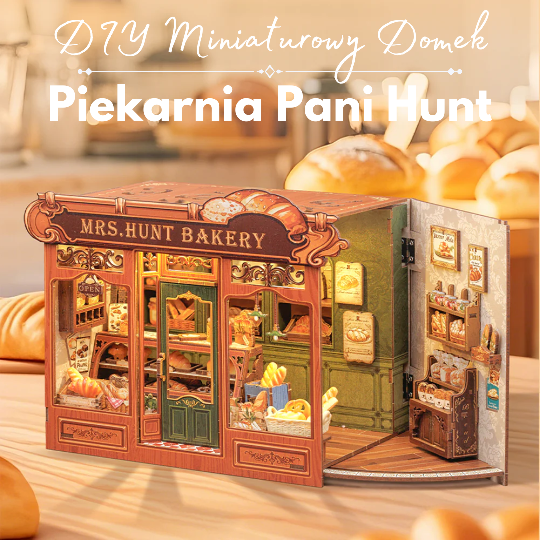 DIY Book Nook Piekarnia Pani Hunt — główne zdjęcie produktu (book nook kit / DIY kit, LED)