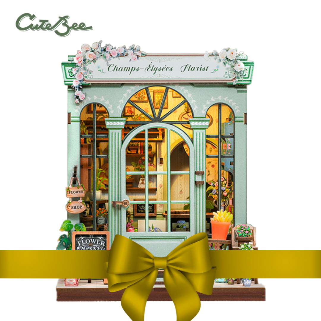 Kwiaciarnia Champs-Elysees — gotowy Book Nook jako prezent dla miłośników DIY (book nook kit)