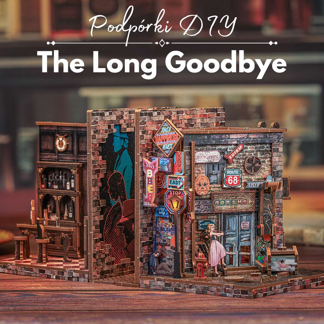 Podpórki do książek DIY The Long Goodbye — kompletna scena detektywistyczna
