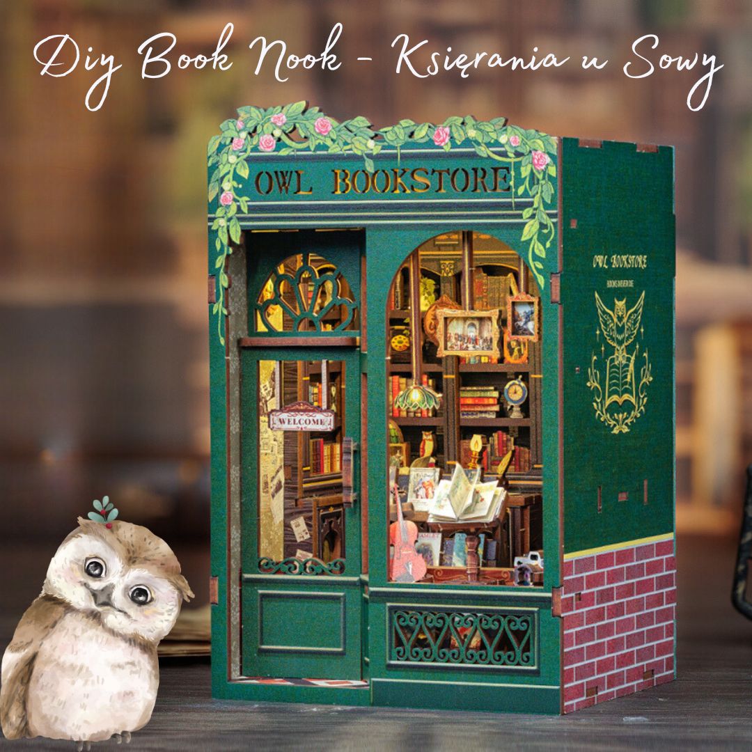 Book Nook Księgarnia u Sowy – miniaturowy domek DIY, puzzle 3D (3D puzzle) do samodzielnego złożenia