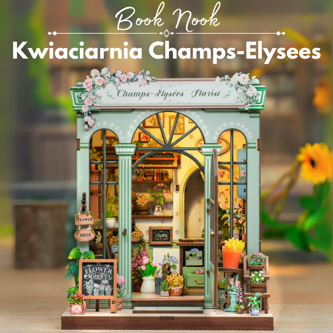 DIY Book Nook Kwiaciarnia Champs-Elysees — miniaturowy domek 3D z LED, Street Store Series (book nook kit, DIY kit)