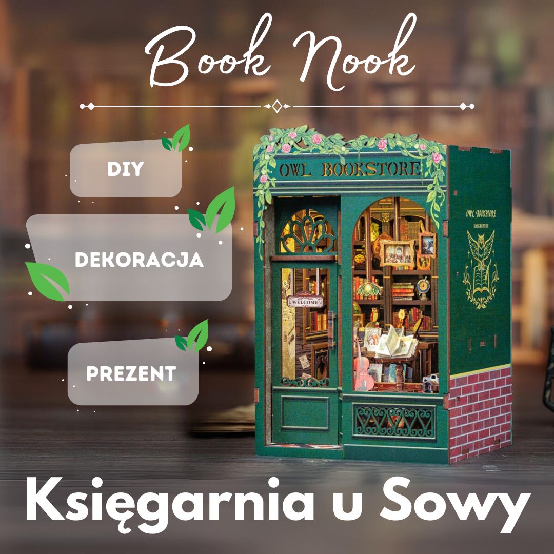 Księgarnia u Sowy – idealny prezent: Book Nook, miniaturowy domek DIY, puzzle 3D
