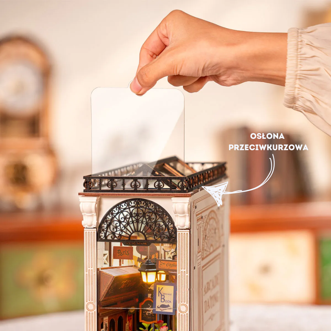 Transparent dust cover — Arcade Dating DIY book nook kit, protection for bookshelf miniature