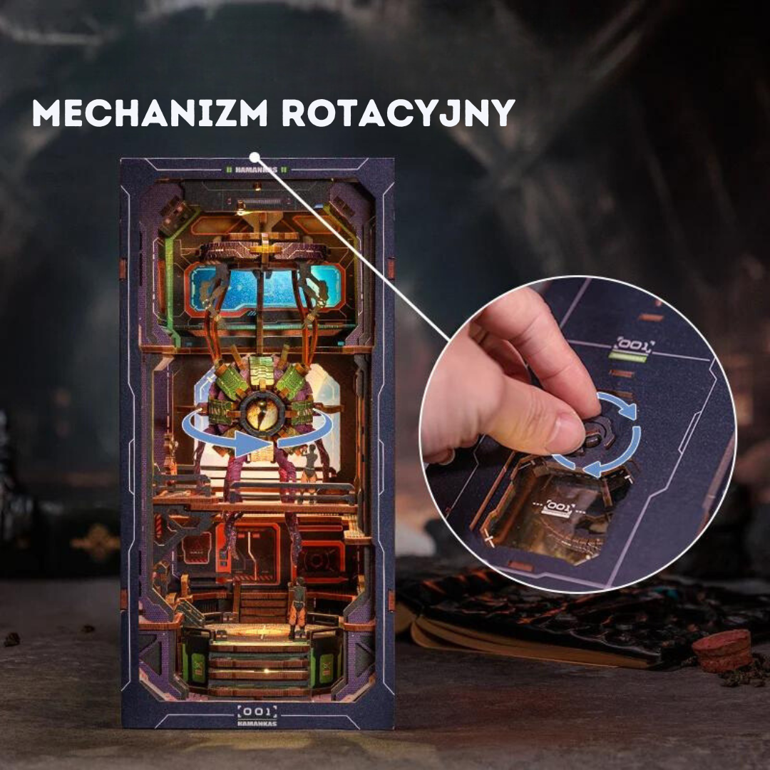 Detal wnętrza – Book Nook Oko, miniaturowy domek DIY