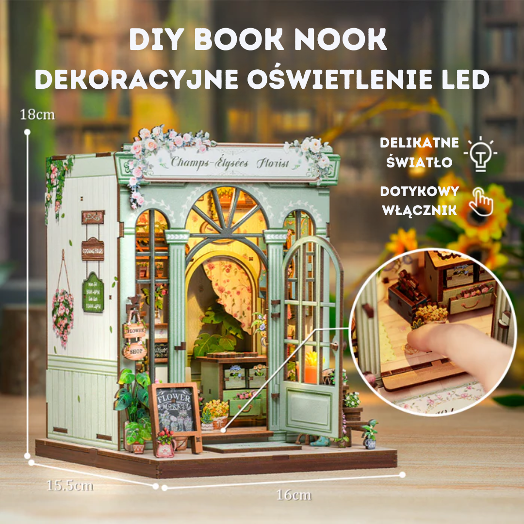 Kwiaciarnia Champs-Elysees Book Nook — oświetlenie LED z dotykowym włącznikiem (nook kit)