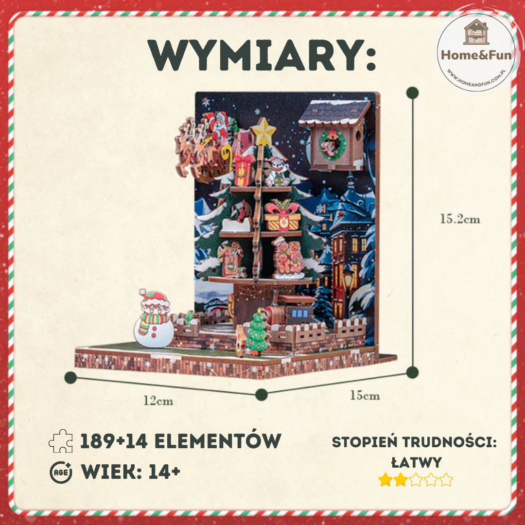 Podpórki DIY — Świąteczna Chatka, wymiary gotowego zestawu