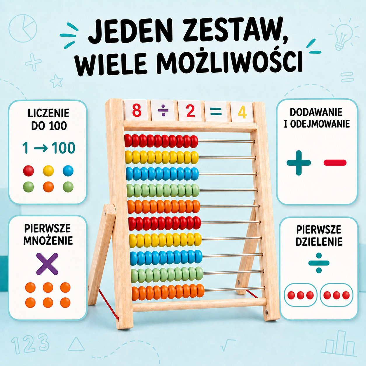 Drewniane liczydło mathers - zestaw matematyczny dla dzieci