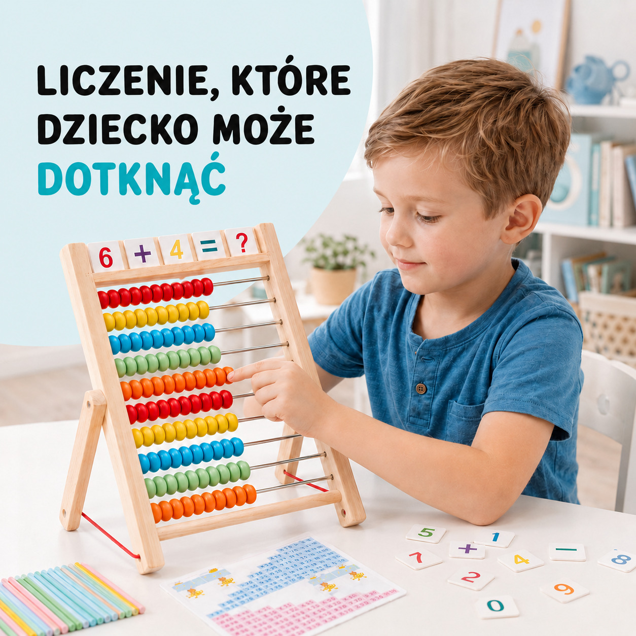 Drewniane liczydło mathers - zestaw matematyczny dla dzieci